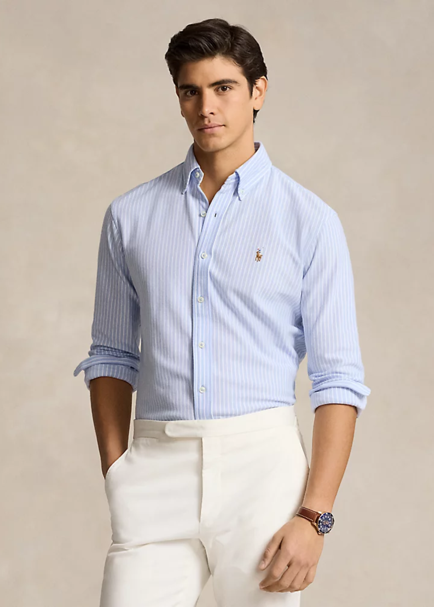 Chemise Oxford ajustée stretch à rayures