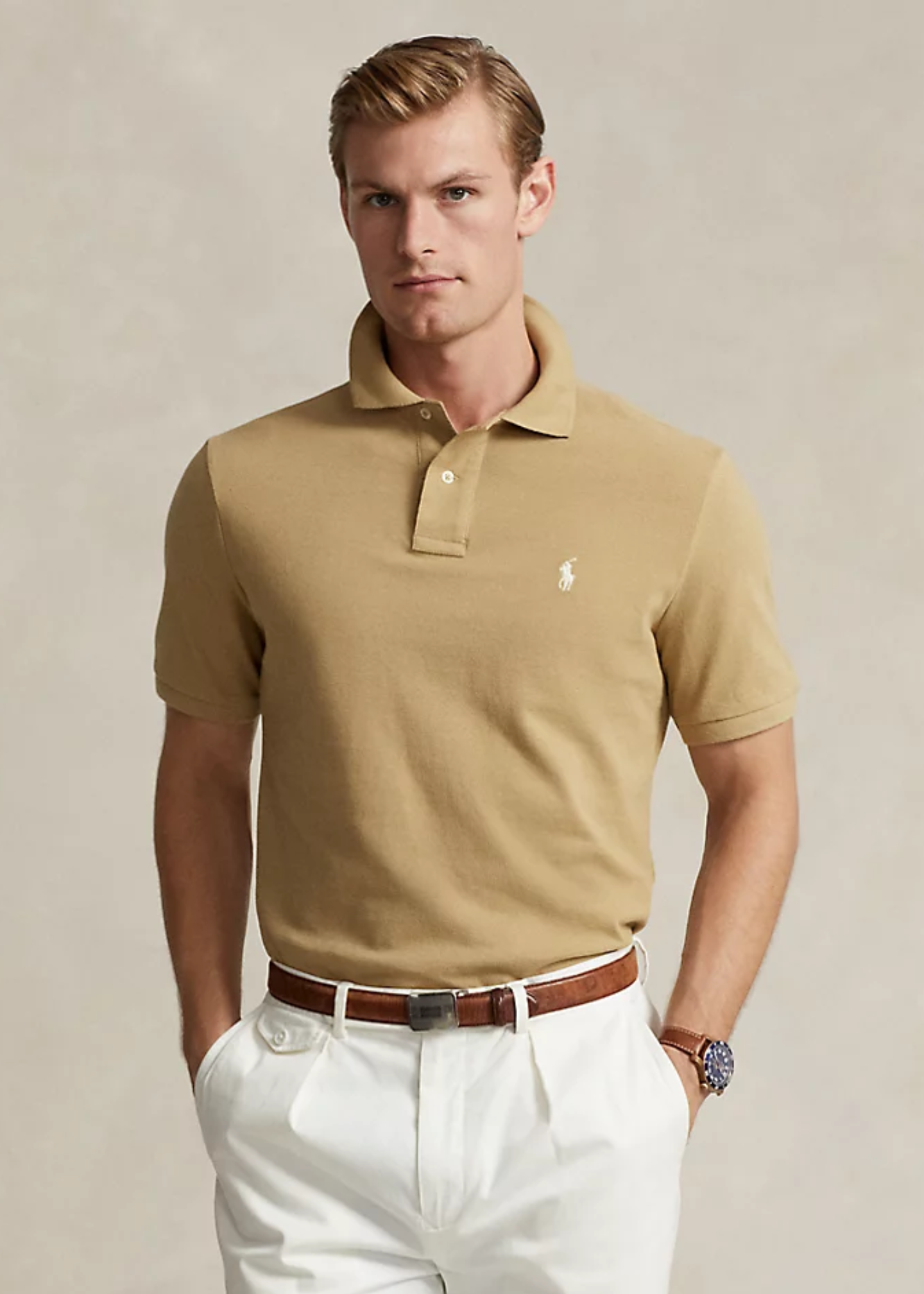 Polo en coton doux coupe ajustée